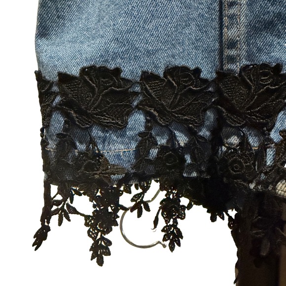 Vtg Magnet Art Denim Lace Trim Vest Lynn Yake Made USA L - Picture 13 of 14